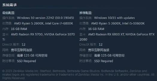 【】《星空》PC配置需求公开，最低需要GeForce 1070 Ti/AMD R
