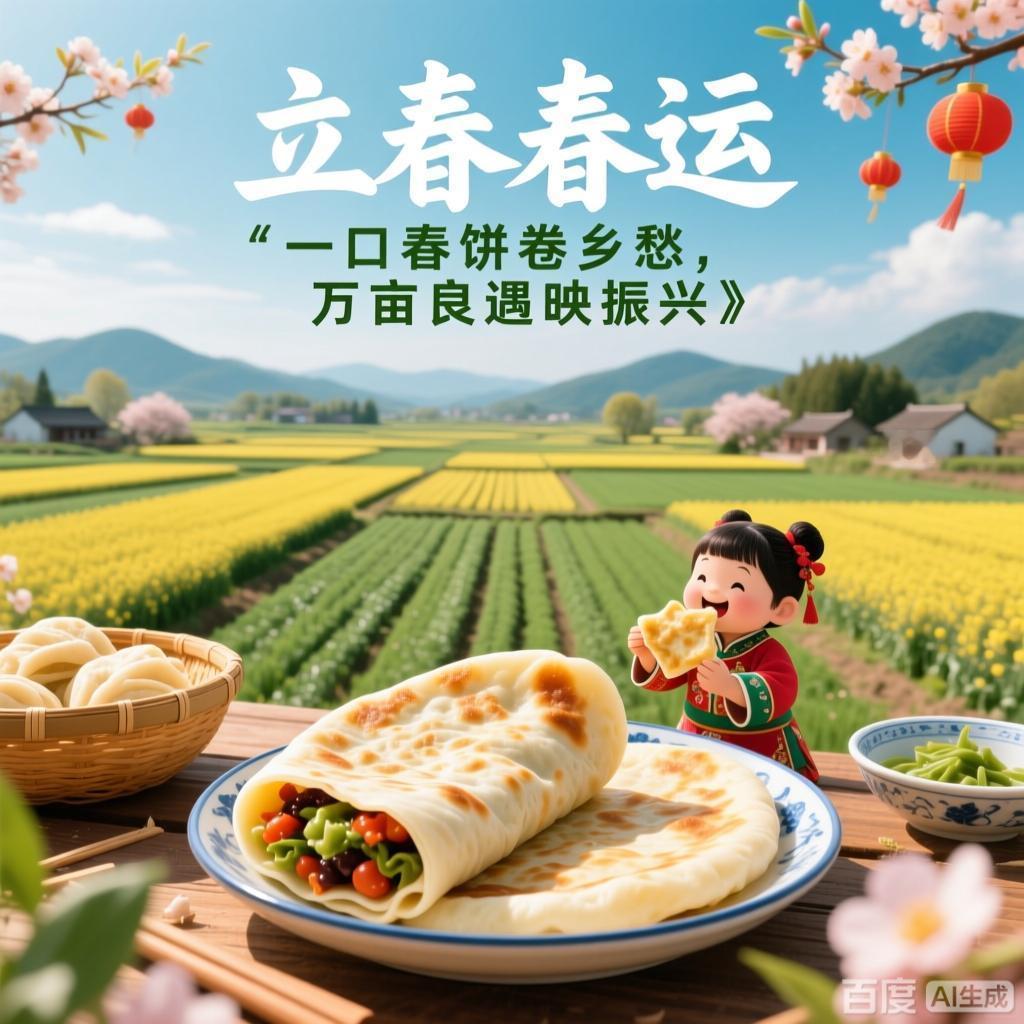 立春遇春运：一口春饼卷乡愁，万亩良田映振兴

当春运的汽笛声与立春的东风撞个满怀