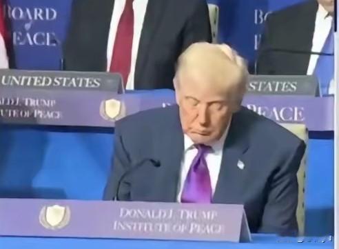 特朗普在“和平委员会”会上“睡嗨”了。​​白宫辩解：总统没睡，在“深度思考”。