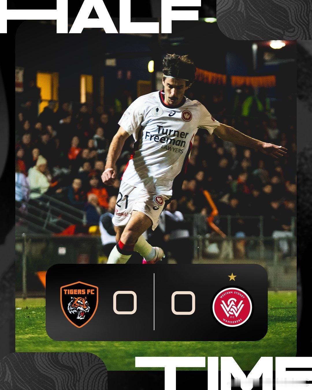 半场比赛结束：双方暂时战成0-0。COYW!WeAreWanderers!比赛日