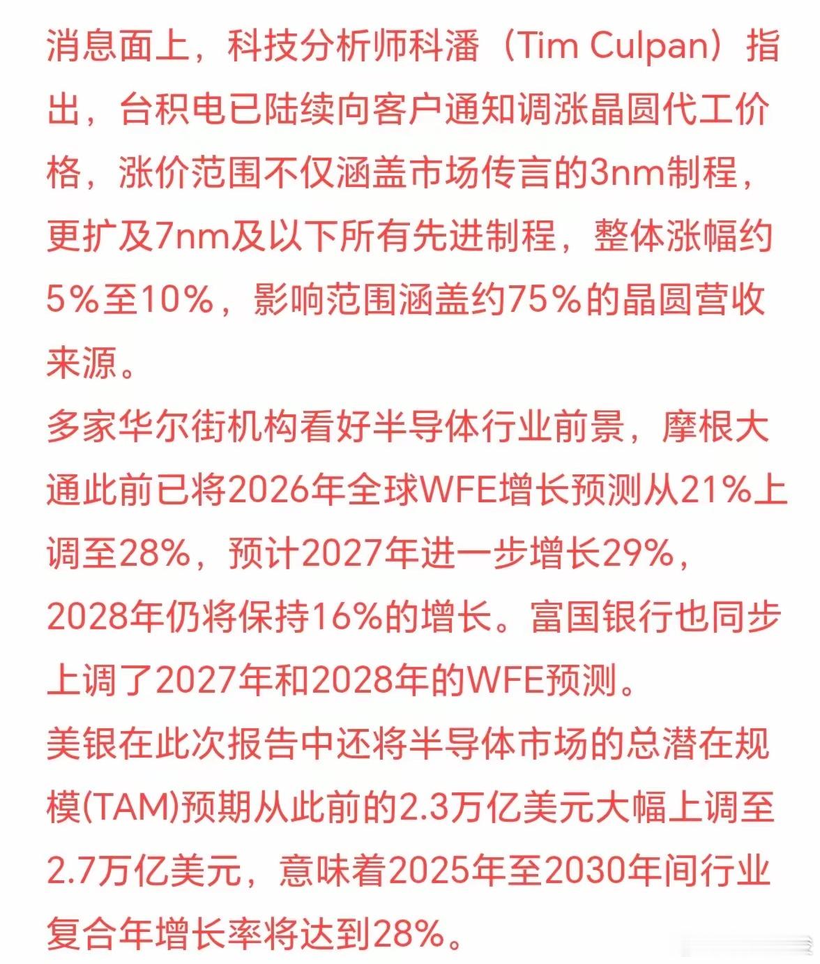 今天半导体板块为何爆拉呢？因为大利好来了，台积电带头涨价，市场开始疯抢筹码，这可
