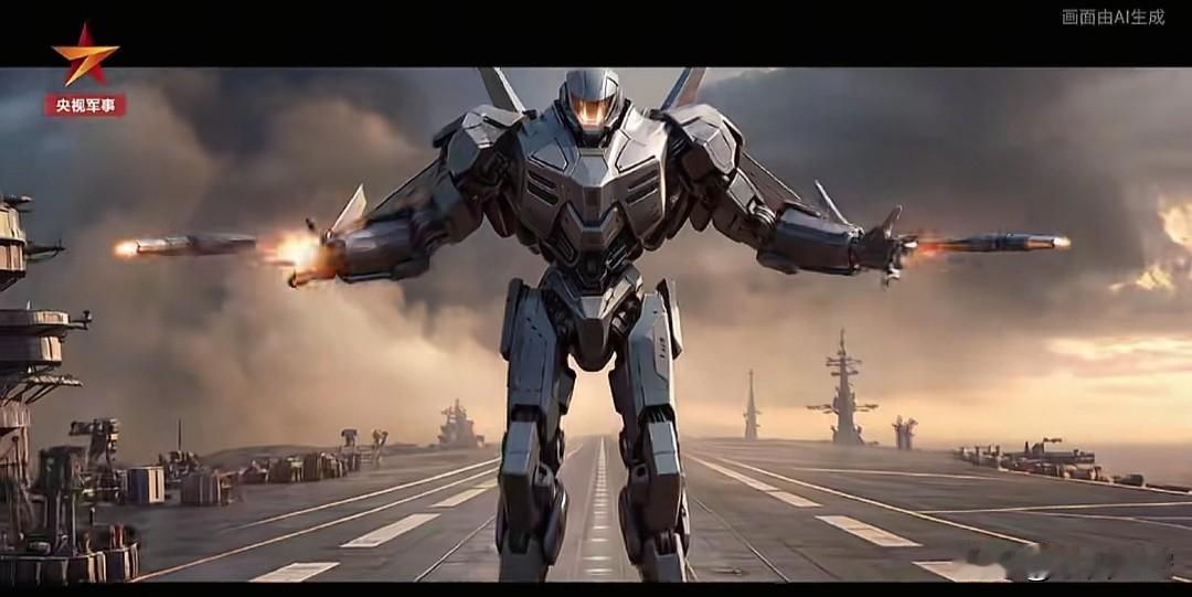 这机甲漂亮。
虽然是AI生成，但是，这可是央视放出来的。
妥妥的变形金刚进入现实