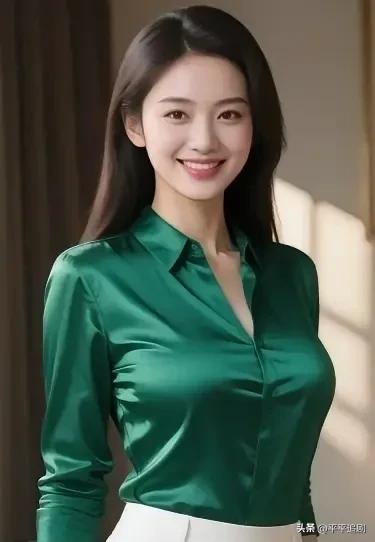 什么年龄段的女人最有女人味?
墨绿缎面衬衫裹着利落的温柔，阳光漫过肩线，在丝滑面