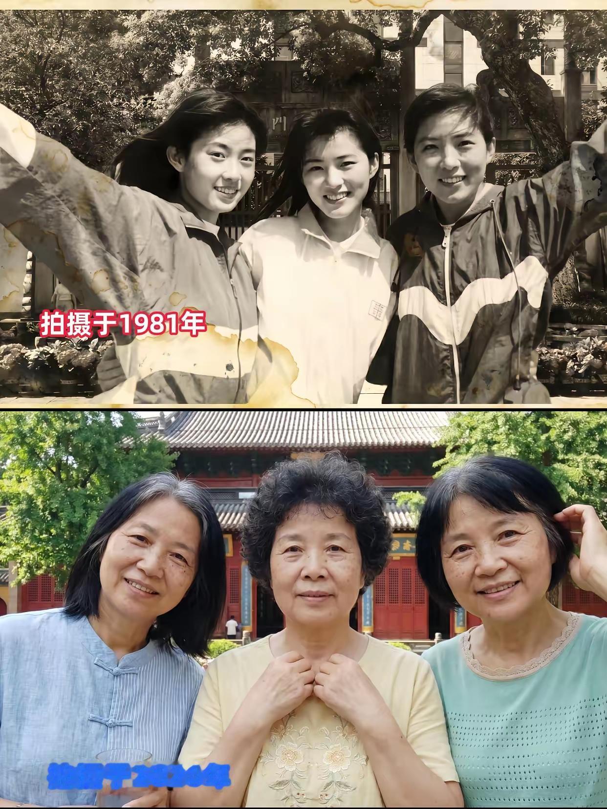 羡慕青春颜，
笑中带着甜。
风雨几十载，
感怀进老年。