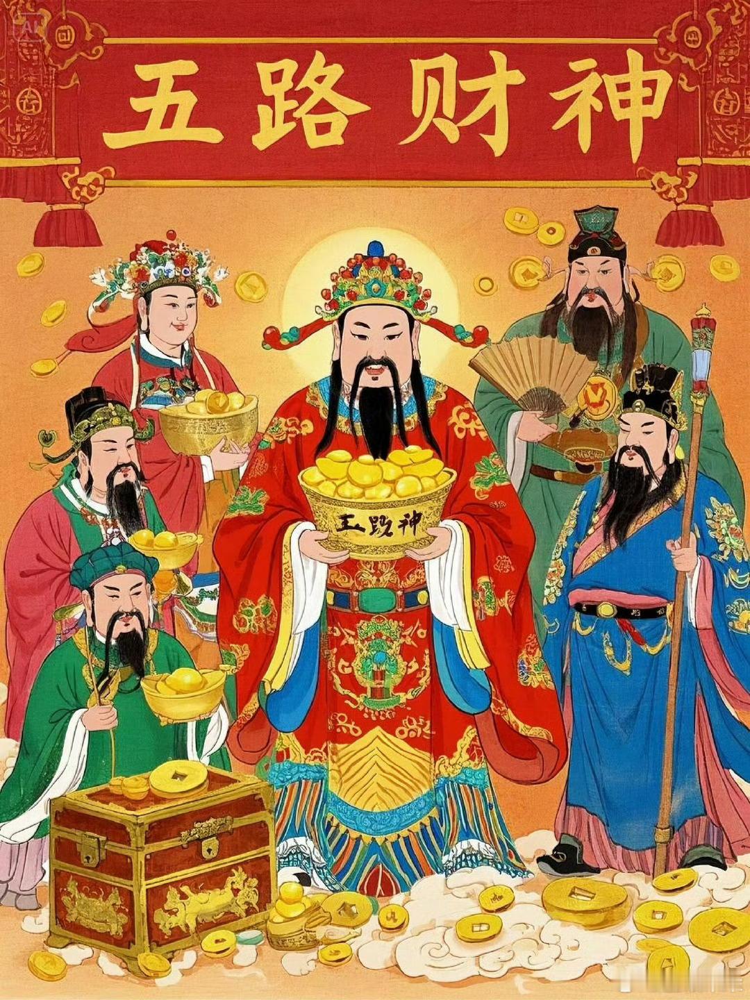 大年初五迎财神，恭迎五路财神进我家！恭喜发财· 财源滚滚来！发发发💰💰💰 