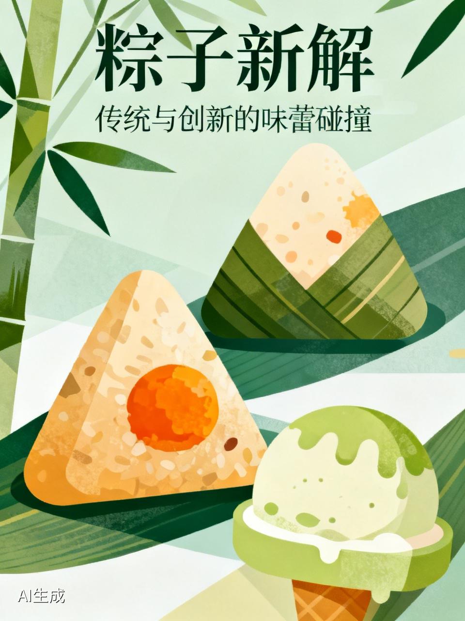 传统粽子是咸的，主要可以代餐，现代流行对传统食品进行创新变革，各种口味的粽子便如