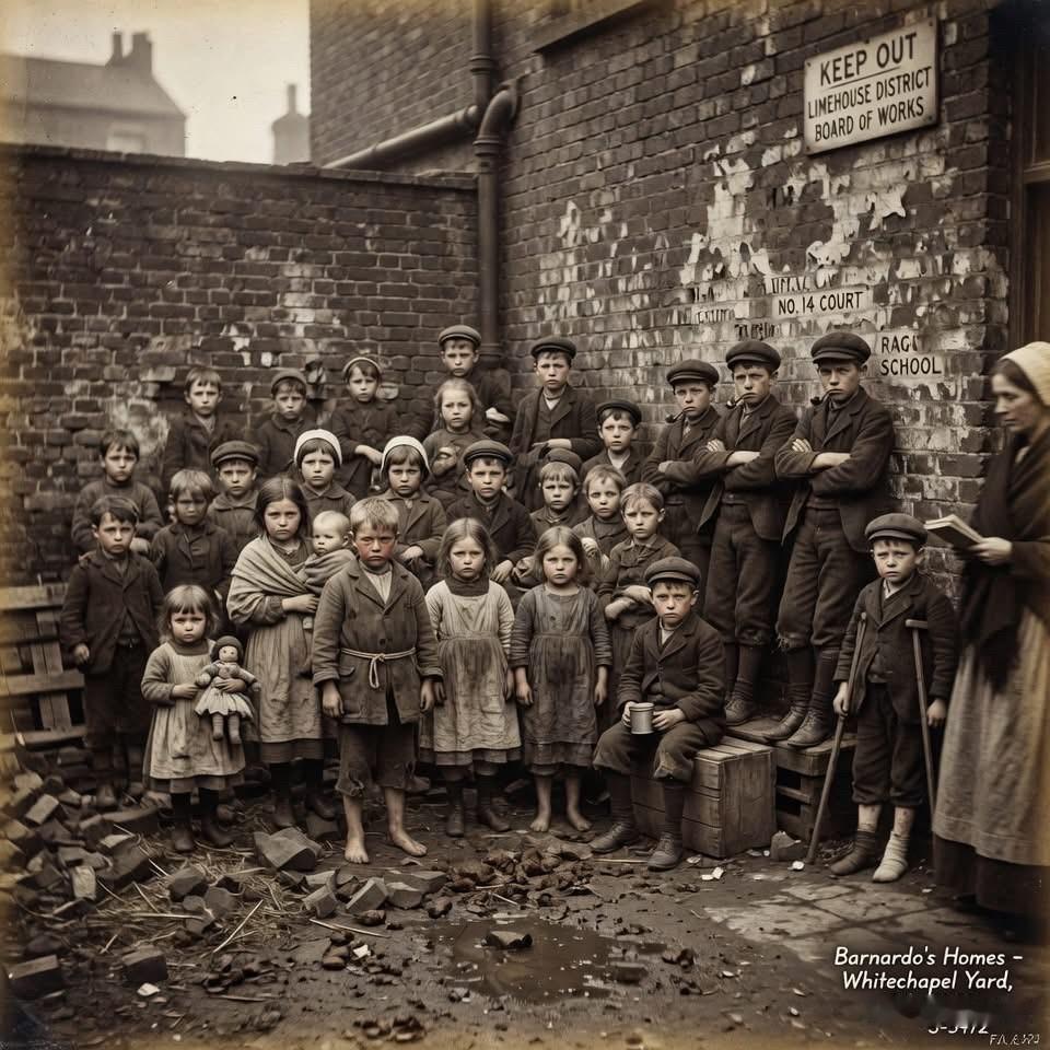 这张历史照片真实记录了1903年7月英国伦敦东区白教堂院（Whitechapel
