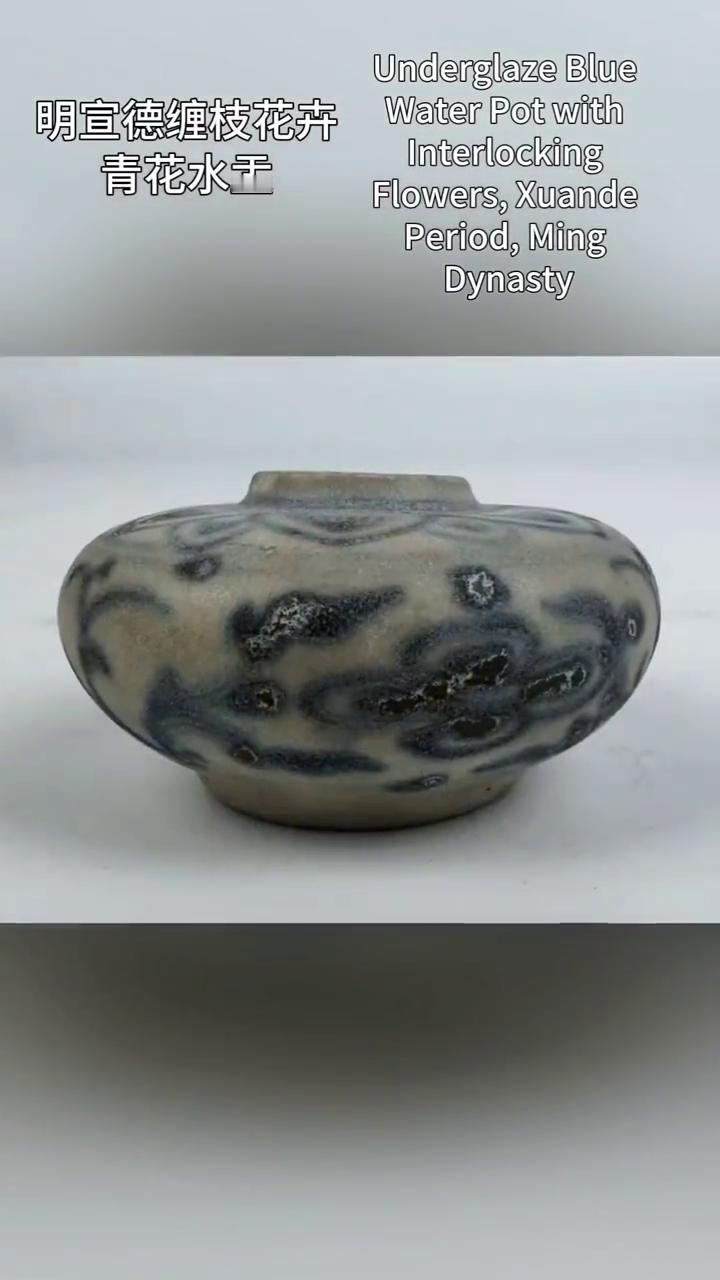 明宣德缠枝花卉。
青花水盂。
宣合堂。