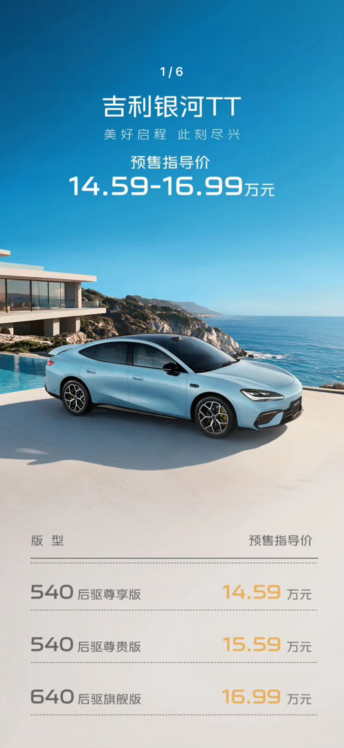 吉利银河TT，真就“半价SU7”呗？14.59万元起预售，最高16.99万元，吉