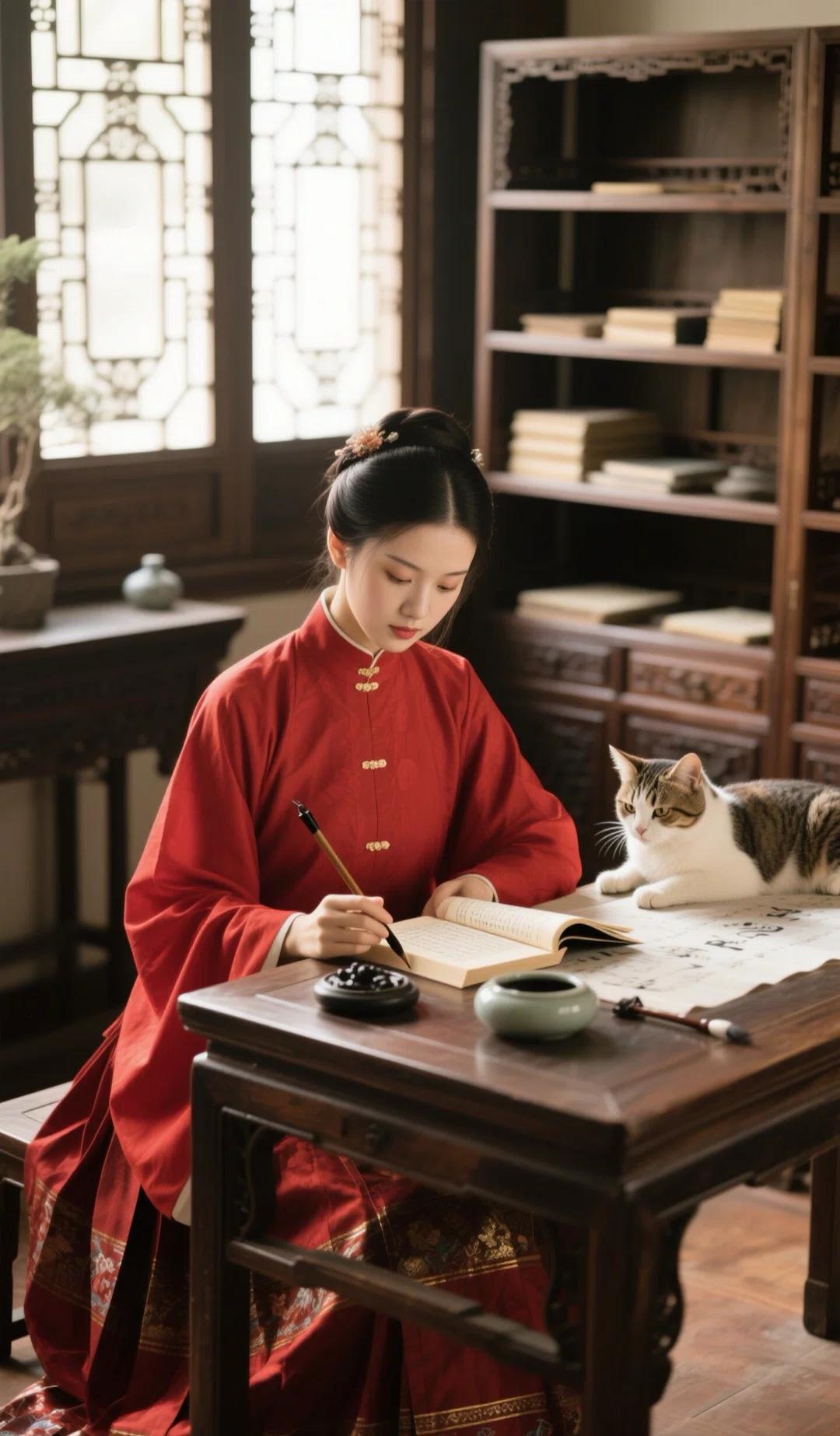 上联：墨润文人笔
下联：诗添雅士情