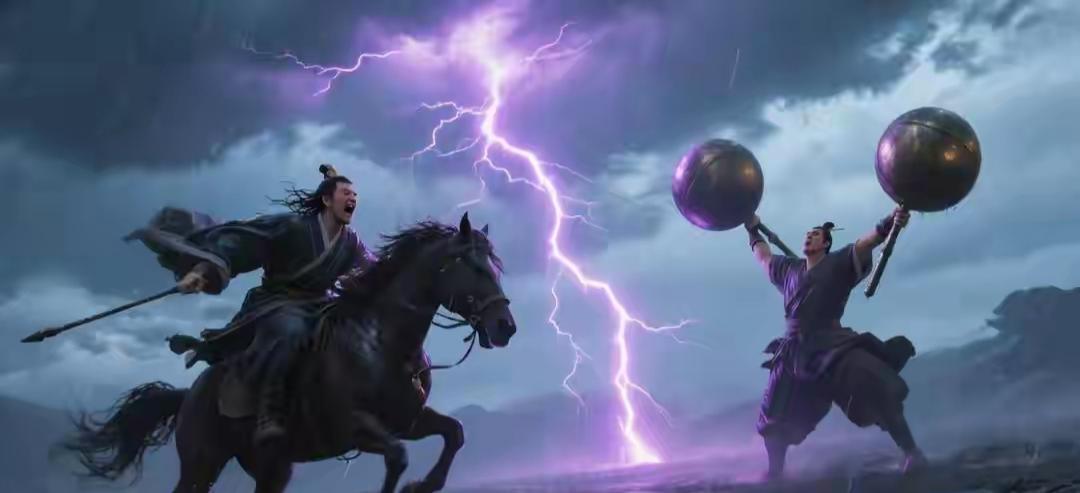 李元霸倒在血泊中，天雷轰鸣声似乎还在耳边回荡。那一瞬间，他的眼中满是震惊与不甘，