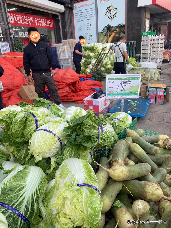 今天上午，我在逛大连南石道街市场的时候，看见道边上开始卖秋菜了。秋菜并没有像往年