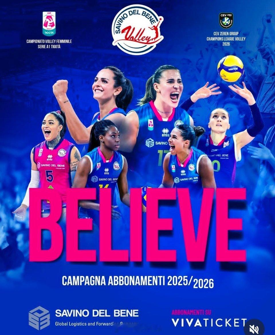 女排[超话] 斯坎迪奇发布新赛季预告海报:Believe！对这个赛季的斯坎迪奇阵
