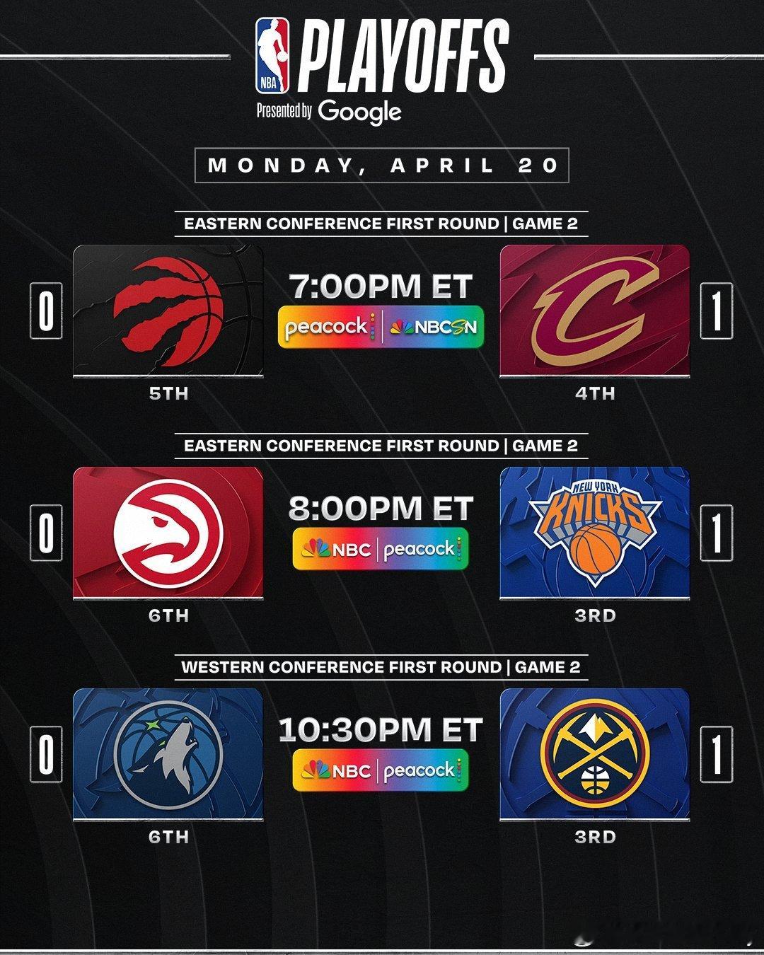 今天的NBA季后赛，一共三场。全程高清免废观看比赛直播戳👇长期有用📺nba季