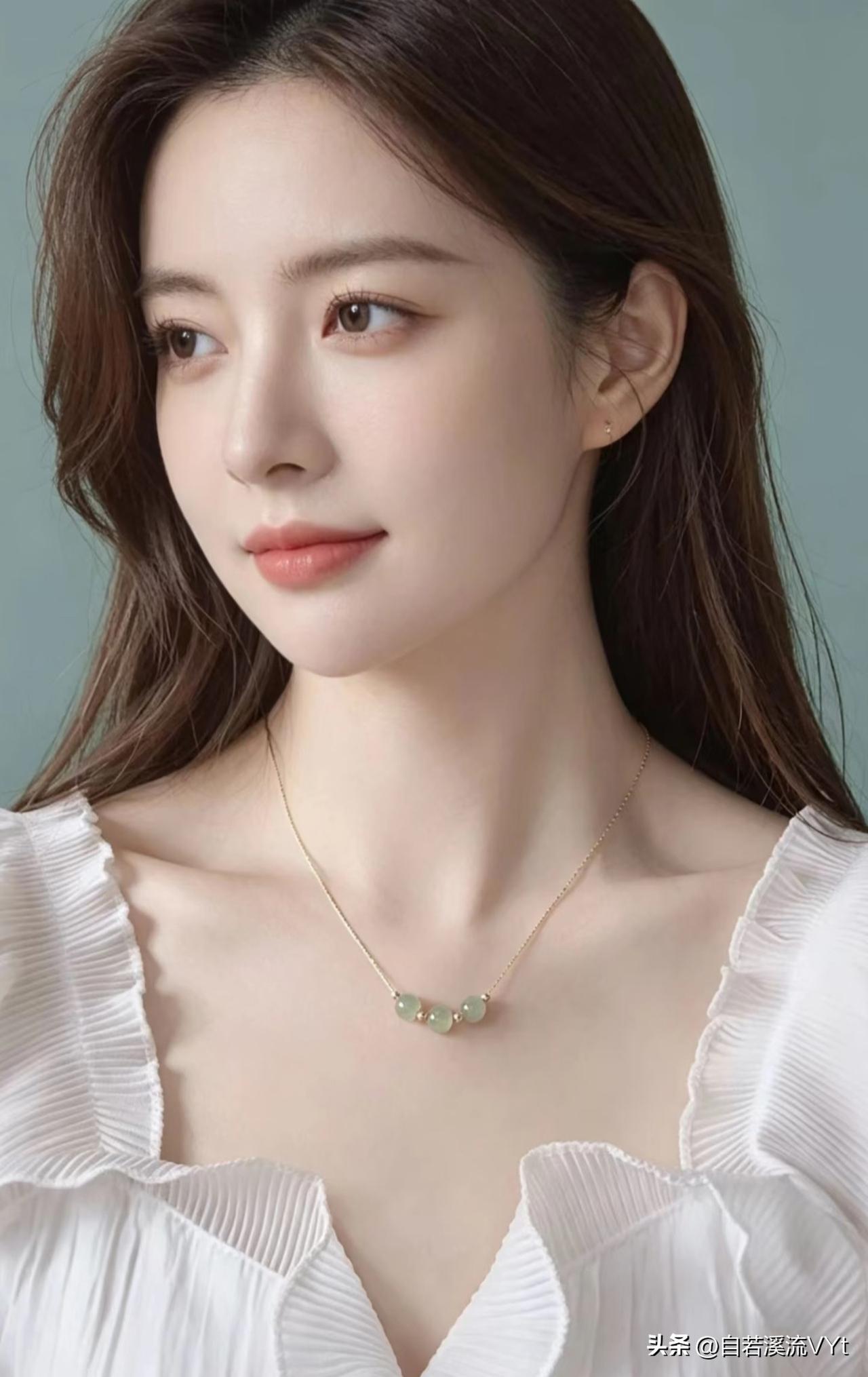 一七令·妍
 
妍。
玉面，清颜。
云发软，翠珠悬。
眸凝秋水，唇润芳莲。
素衣