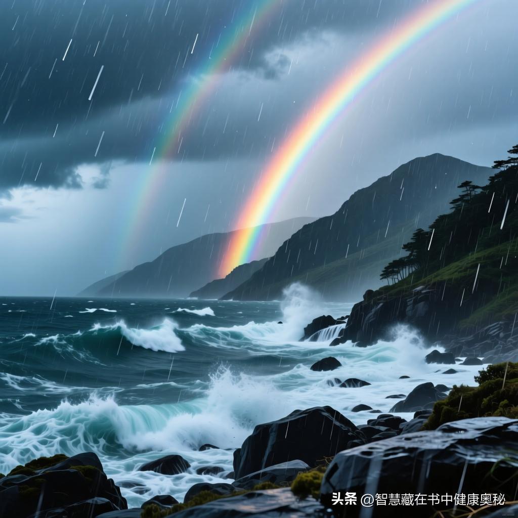无论风雨多大，只要你身体健康了，就有足够的勇气走过风雨迎来彩虹。 身健则心坚：以