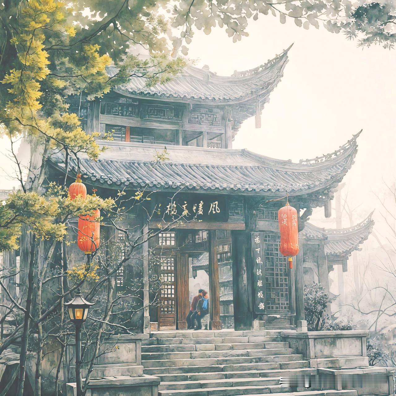 古色古香的寺庙，被雾气缭绕着，那画面宛如仙境。就像繁峙公主寺，群山繁复、环拱峙立