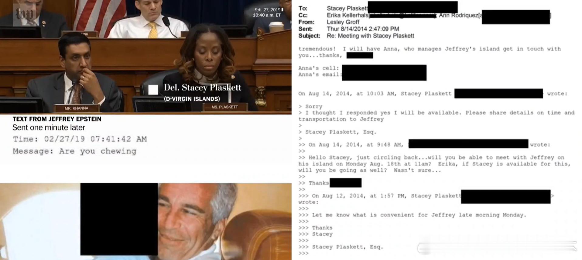 【黄金时代】新近公布的爱泼斯坦档案显示，民主党众议员斯泰西·普拉斯克特（Stac