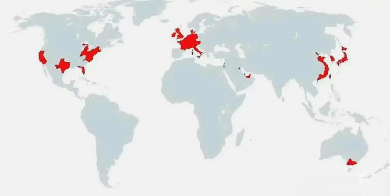 全球一半的GDP都产生在红色区域内
这个世界的发展太不平衡了，发达国家的人均GD