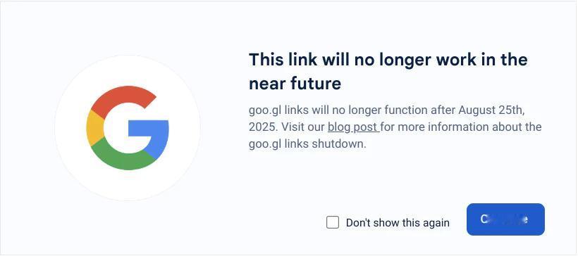 谷歌将逐步停止 goo.gl 短网址跳转
7 月 18 日，谷歌通过官方博客宣布