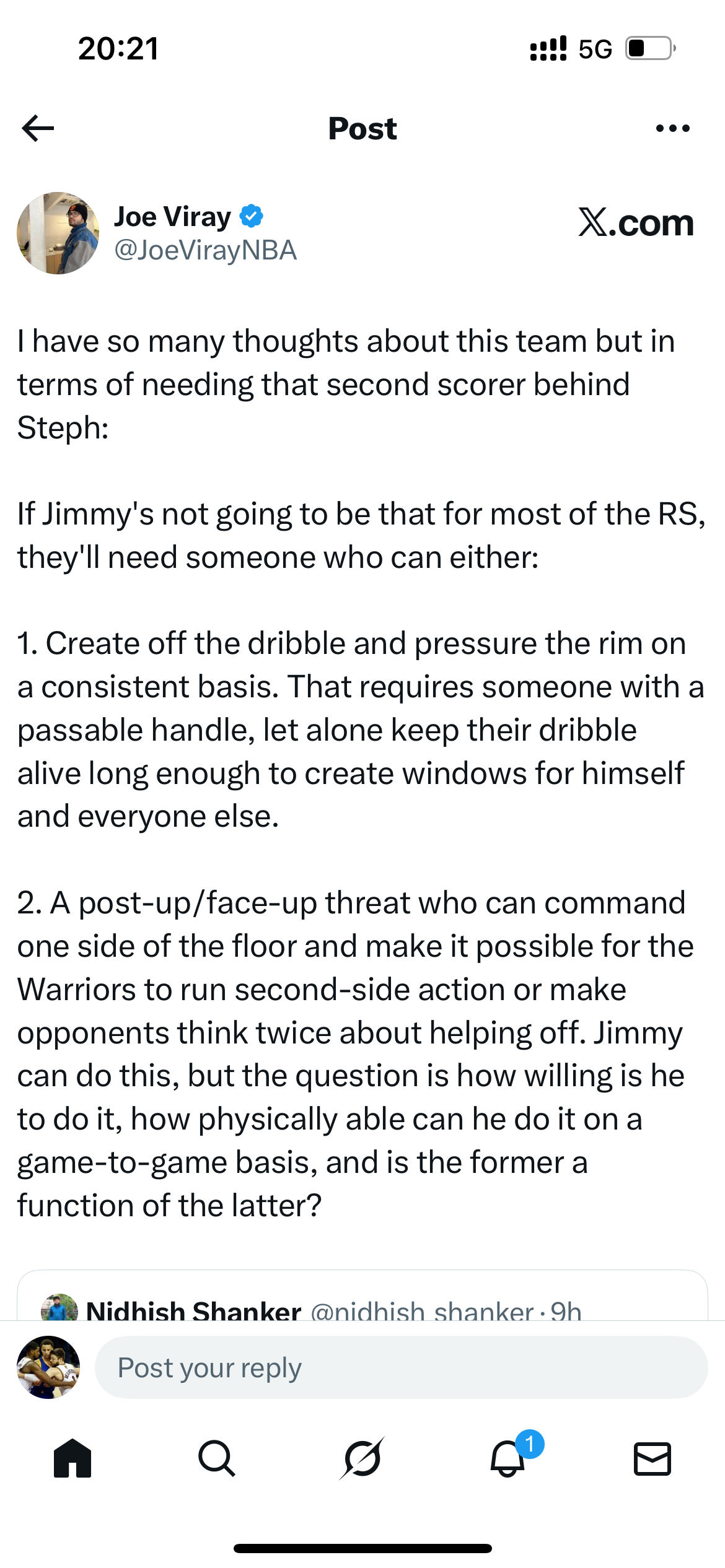 Joe Viray：我对这支球队有很多想法，但就斯蒂芬（Steph）身后需要的第