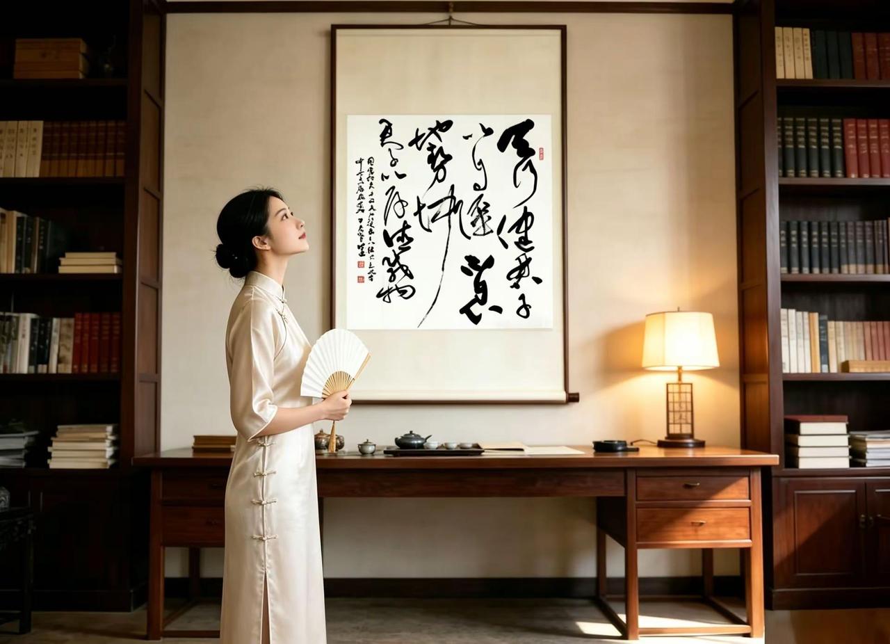 这幅斗方大草《天行健，君子以自强不息；地势坤，君子以厚德载物》笔墨酣畅，线条开合