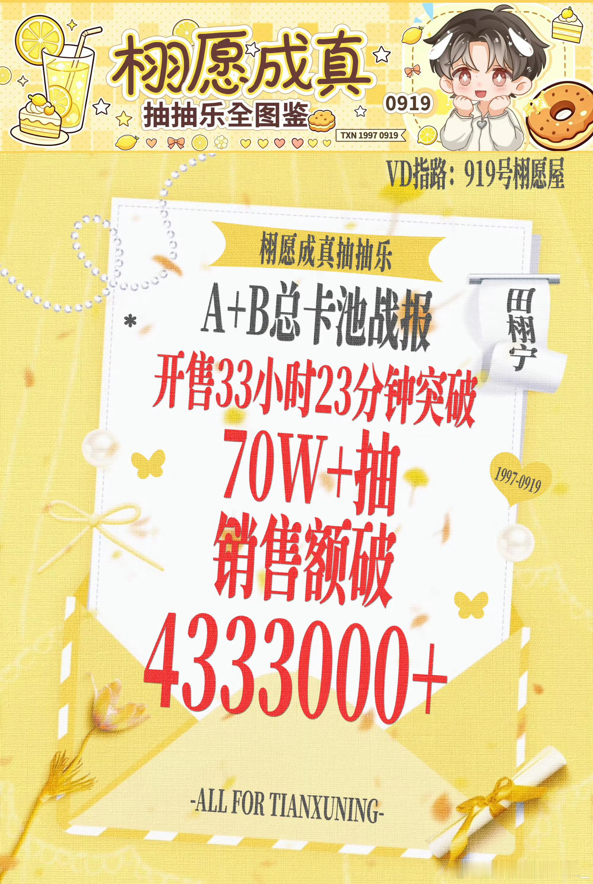 田栩宁抽抽乐内娱最快破70万田栩宁✘栩愿成真ccl 70w抽里程碑✨达成内娱抽抽