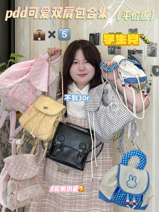pdd可爱双肩包合集、不到30r💰