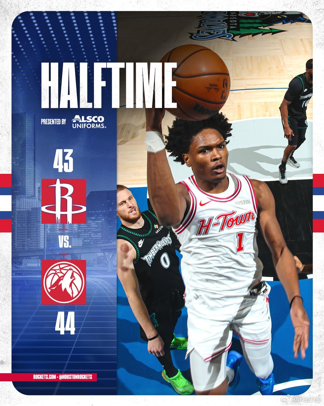 半场落后1分，得益于对方28%的三分，双方对抗很强，比分很低阿杜遭到麦丹防守缠绕