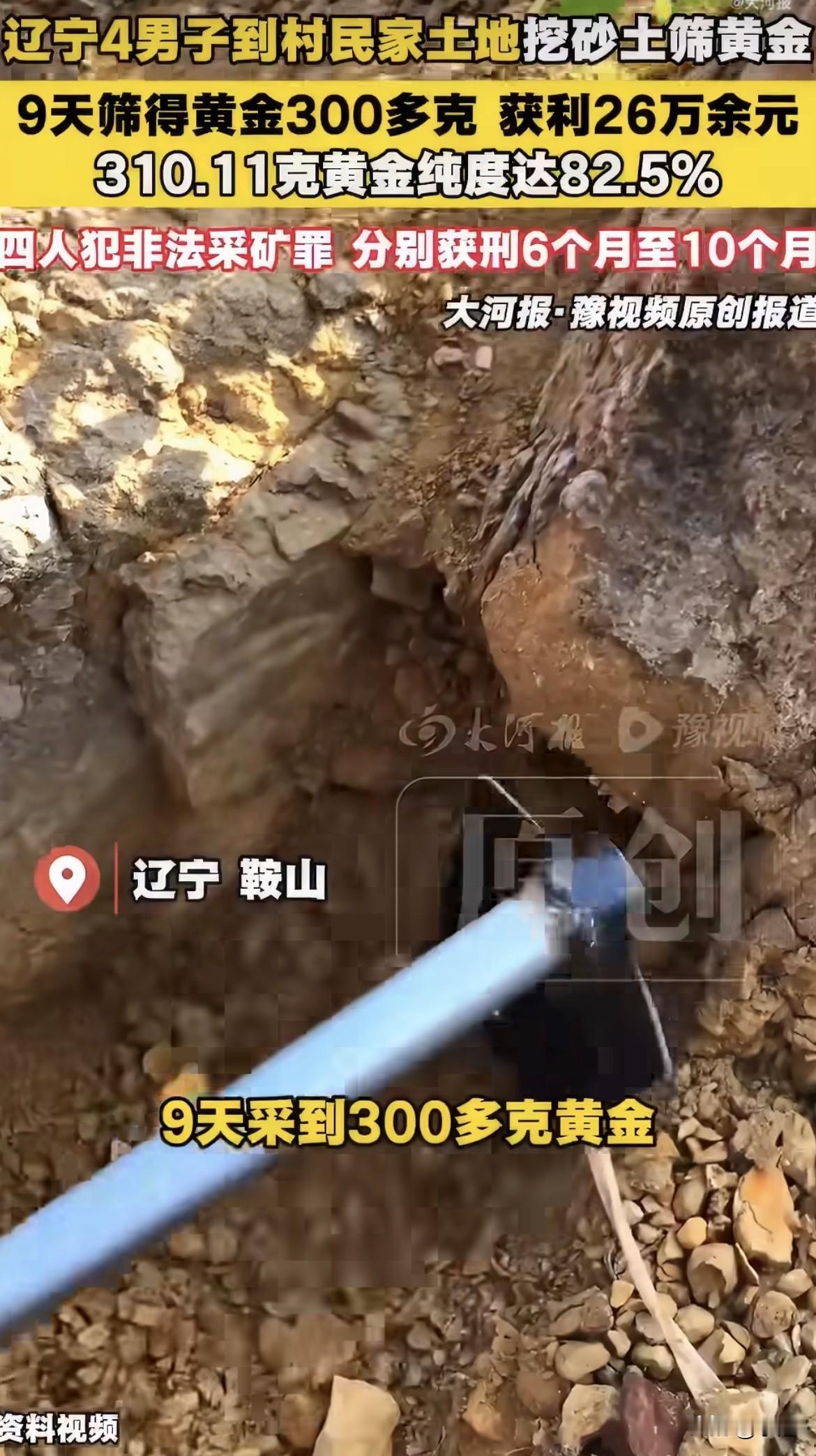 四个人，辽宁岫岩，村里挖砂筛金，九天，二十六万四。判了。

姓钟的负责买水银。挖