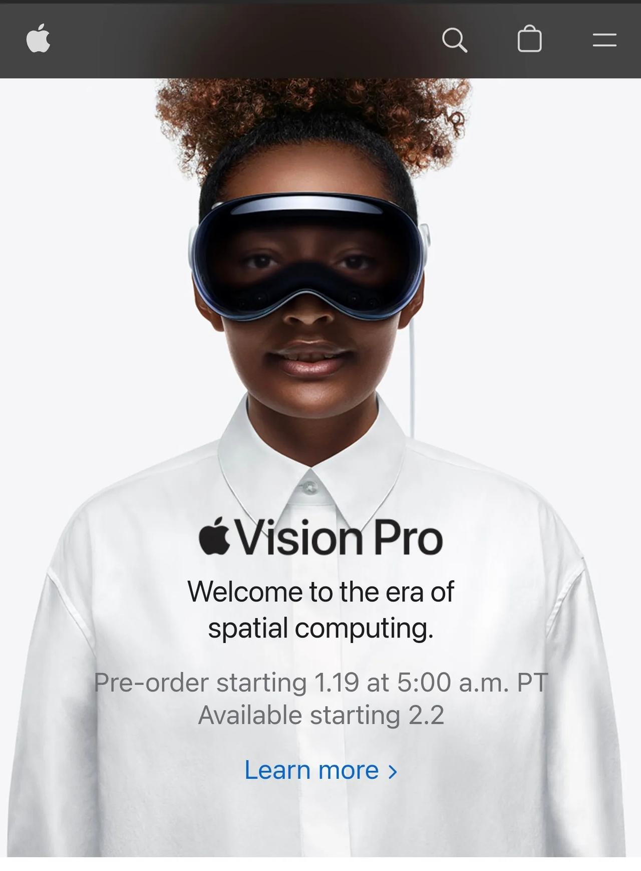 来了，苹果官方宣布Apple Vision Pro将于1月19日在美国开启预定，