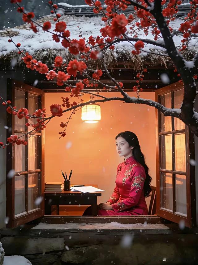 上联：一帘春色藏诗梦
下联：半窗清辉洒月光