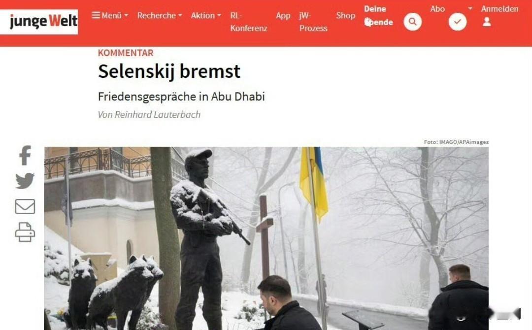 德国《青年世界报》报道称，泽连斯基事实上对于自己的非法总统身份（某种“过渡总统”