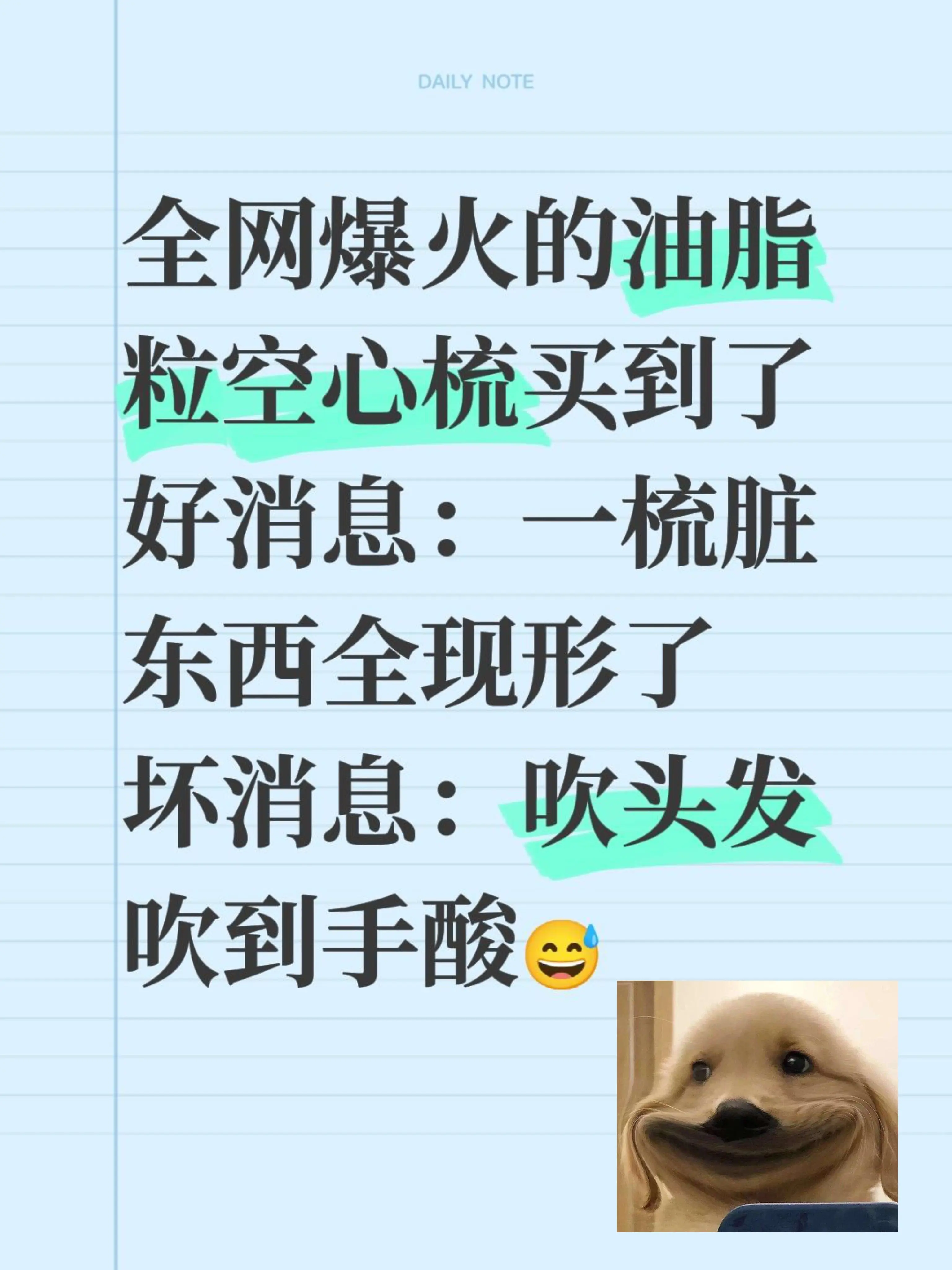 全网爆火的油脂粒空心梳买到了 好消息：一梳脏东西全现形了 坏消息：吹头...