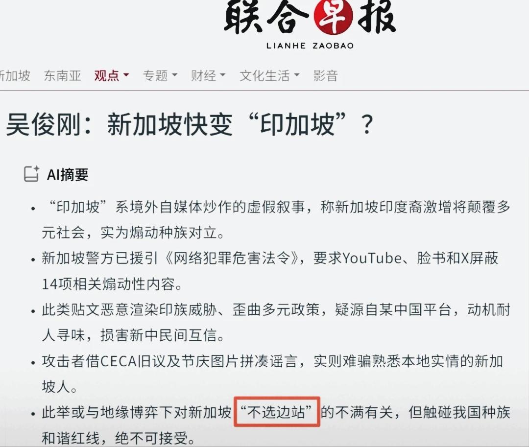 弄叉劈了吧？
不满的从来不是“不选边站”，而是“坡县”选边站队的动作太刺眼……晒