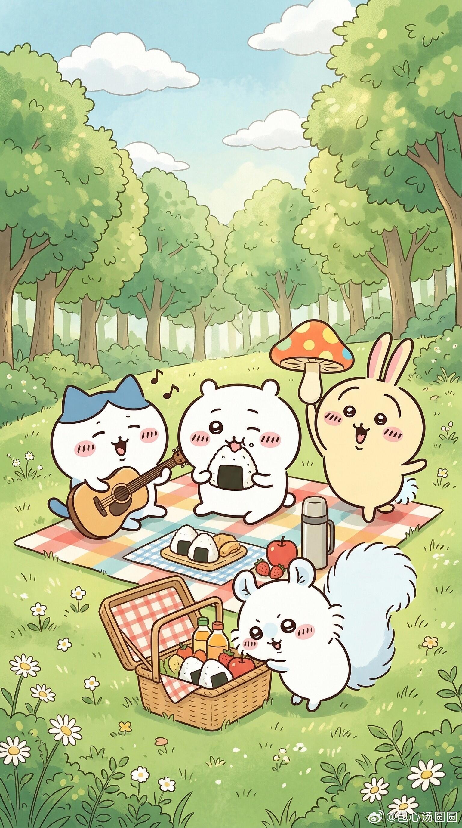 萌萌的三小只在野炊～｛ai生成｝吉伊卡哇灵感共创夏日企画
