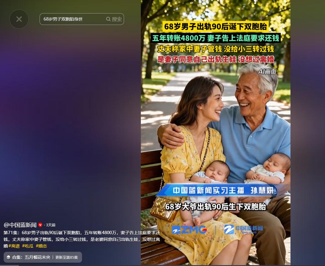 “脸都不要了！” 近日，江苏， 68 岁大爷找了个 90 后小姑娘，给对方转账 