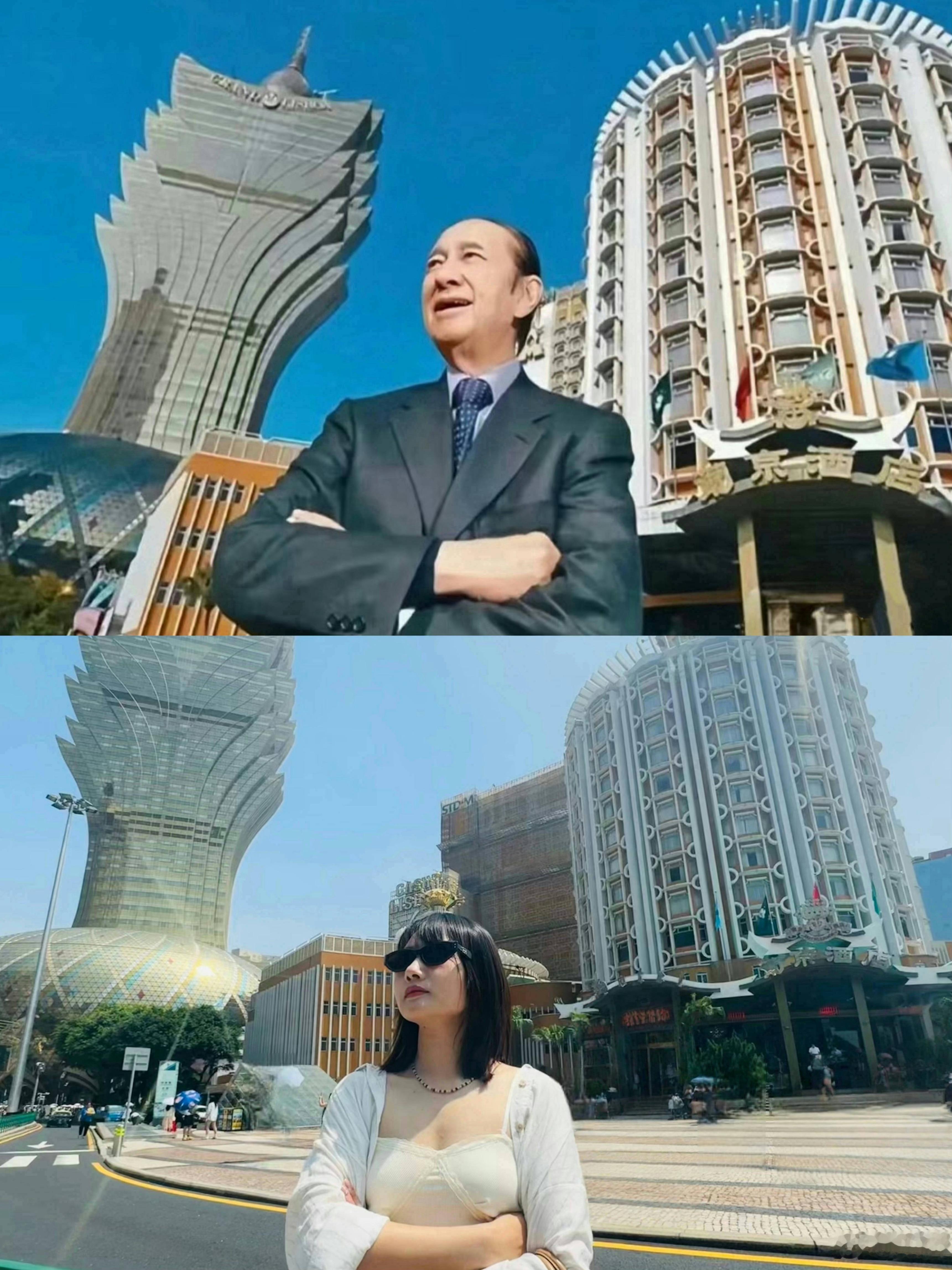 姿势一样，钱途无量！打卡赌王在新葡京的拍照姿势，挺好玩的，朋友说拍了同款日后必定