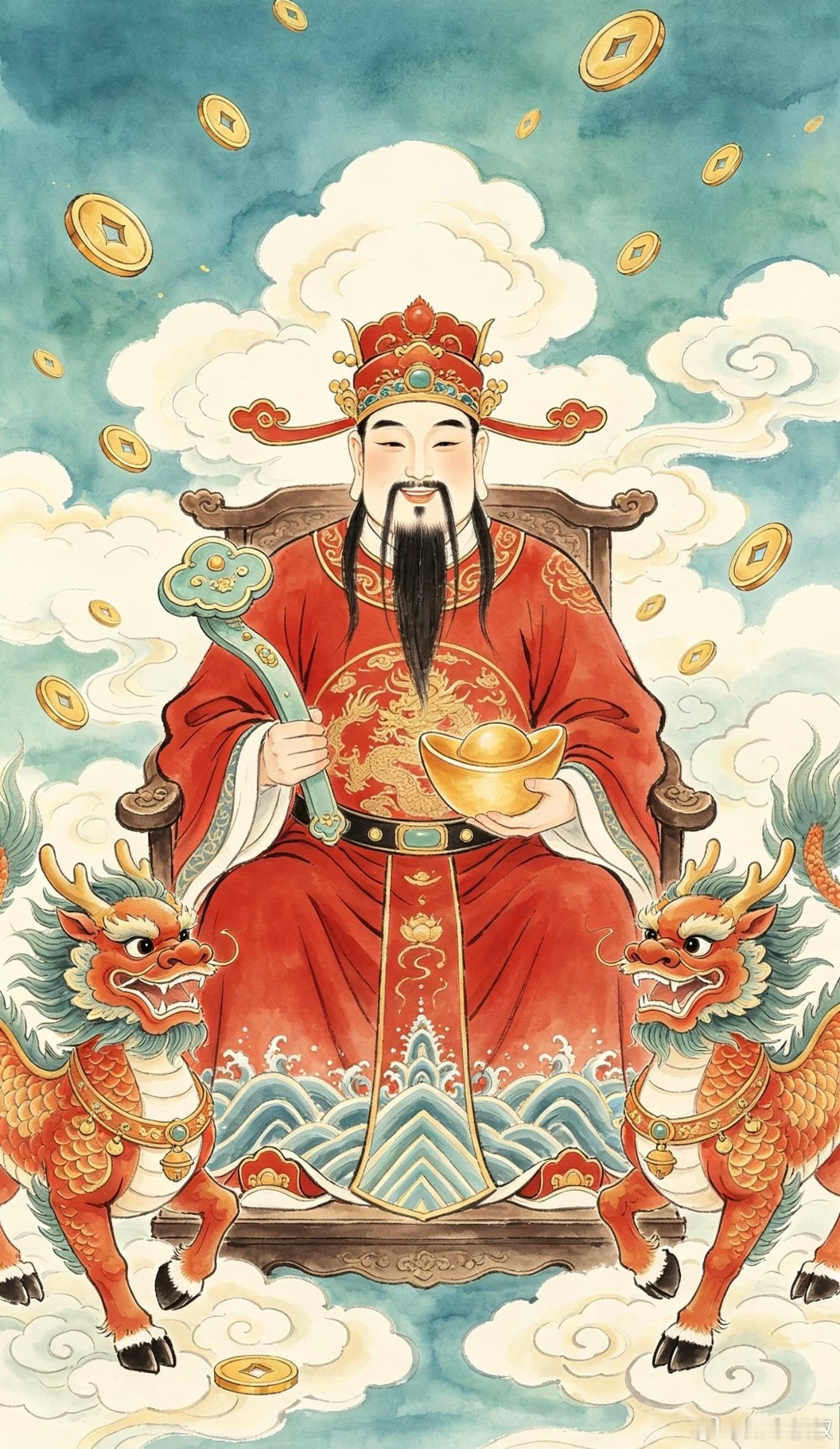 财神到，五福聚财。福旺财旺运气旺，人兴家兴事业兴。愿财运与人运并行，富贵与平安同
