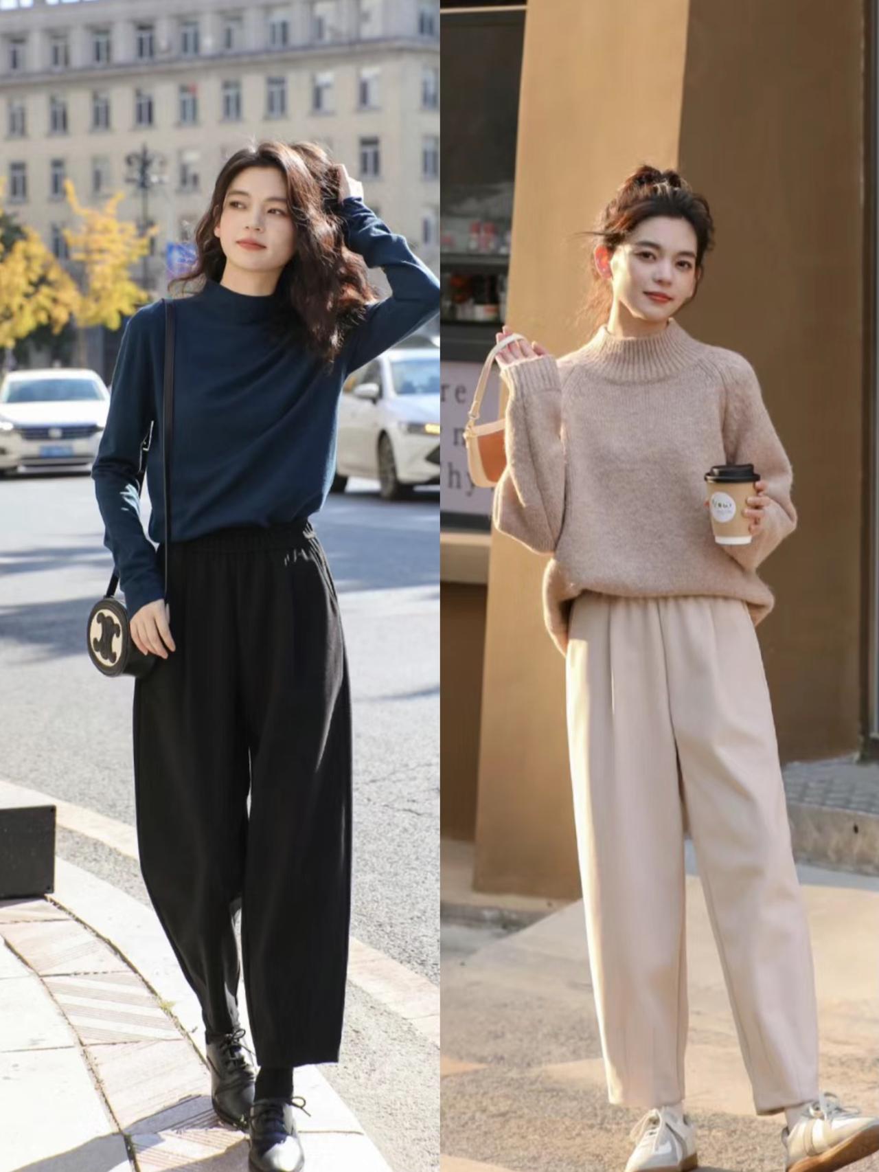 秋冬别总穿阔腿裤了，“九分毛呢裤”温柔又显高，真适合小个子
小个子不建议穿阔腿裤