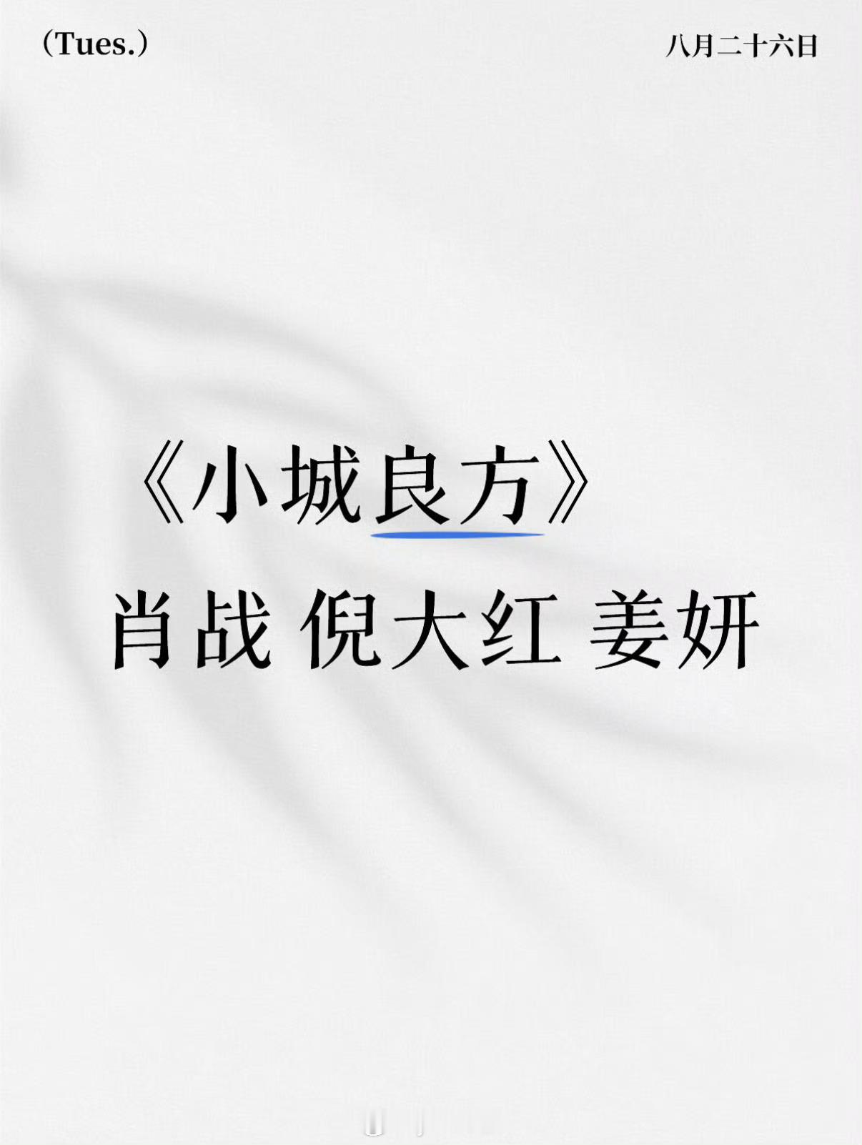 《小城良方》肖战  倪大红   姜妍 配角还可以吧 ​​​