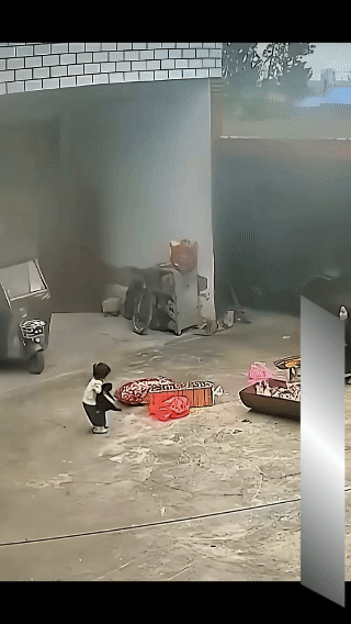 猫咪很亲近地给小主人抱，
没想到接下来小主人的举动把它搞懵了，
此刻它的心理阴影