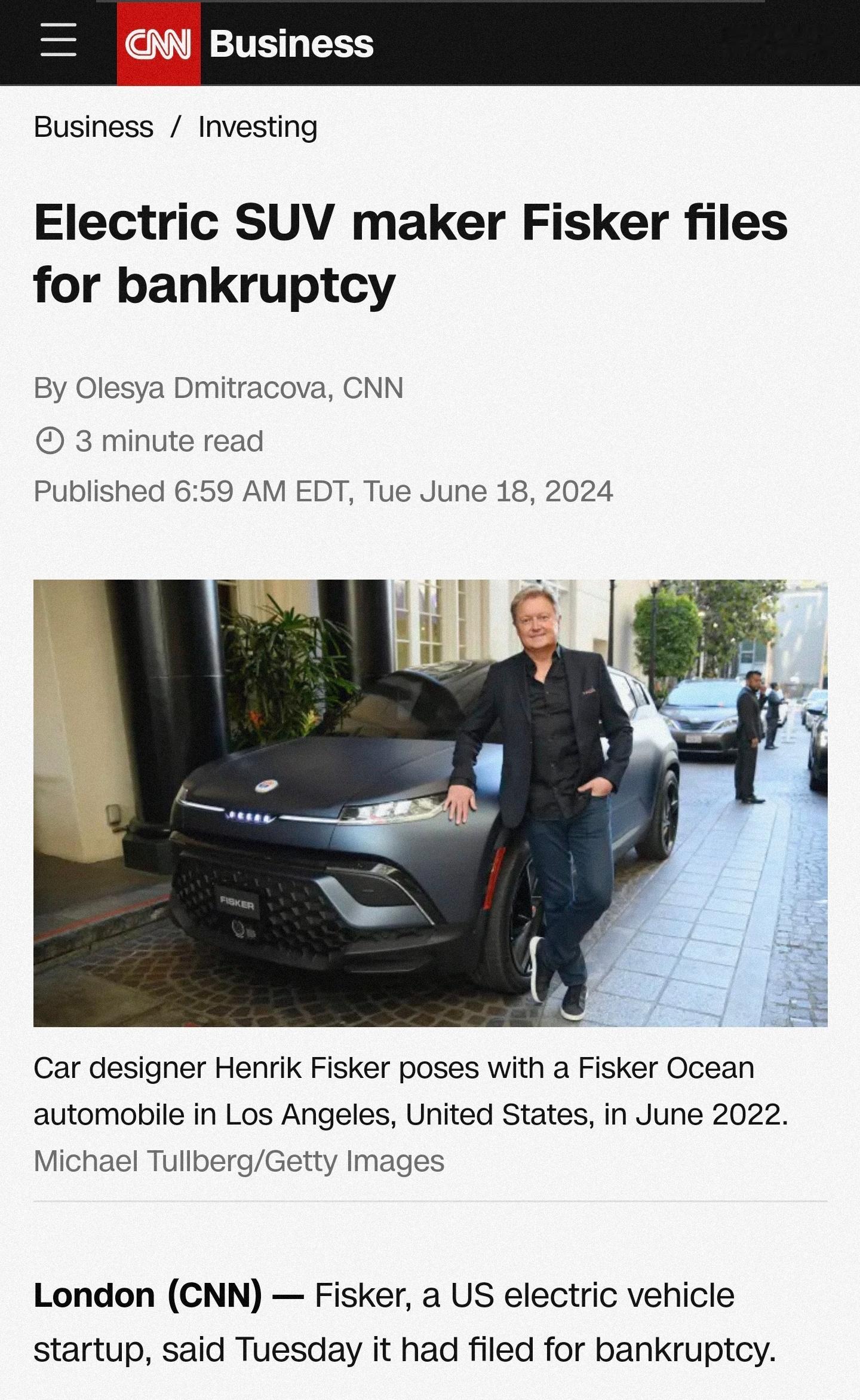 经过数月的不懈努力，美国新势力汽车制造商 Fisker 终于申请破产[doge]