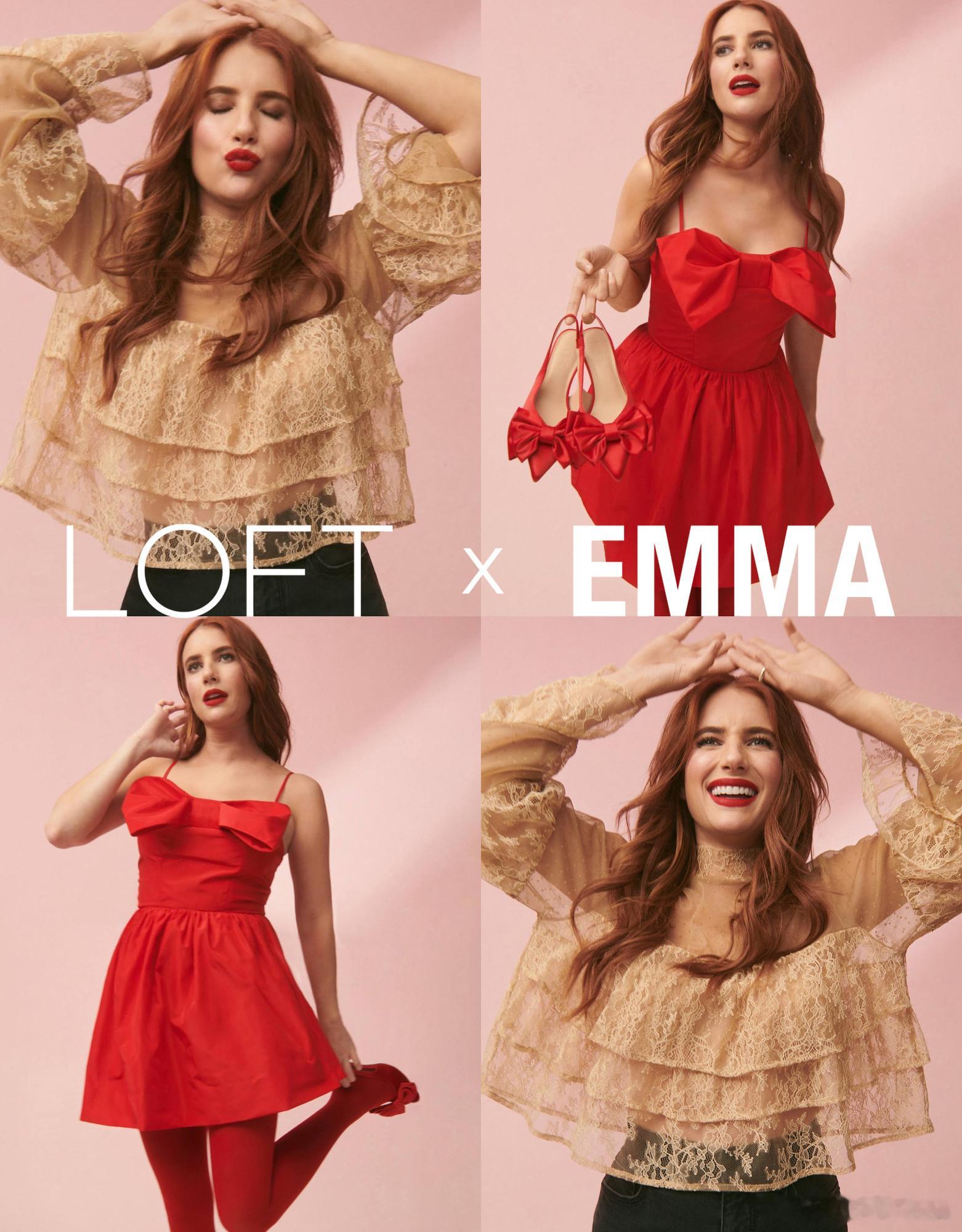 艾玛罗伯茨为LOFT女装品牌的节日系列拍摄的新广告，艾玛也是该品牌首个合作的明星