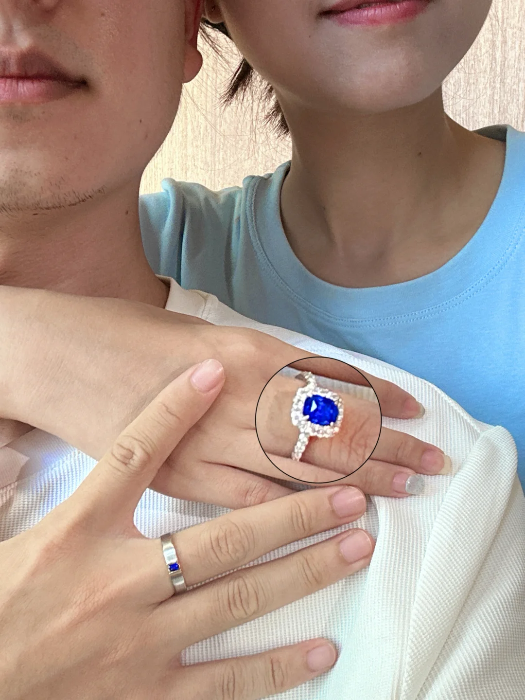 备婚| 杭州体制内情侣定制蓝宝石对戒💍