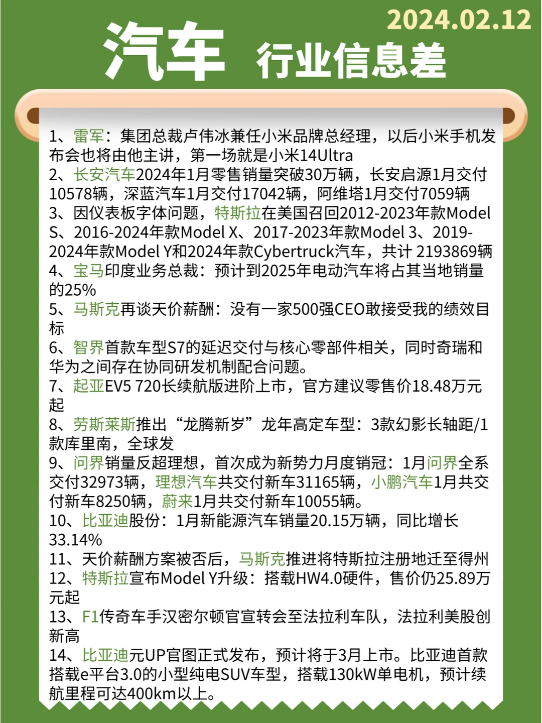 【汽车】行业信息差