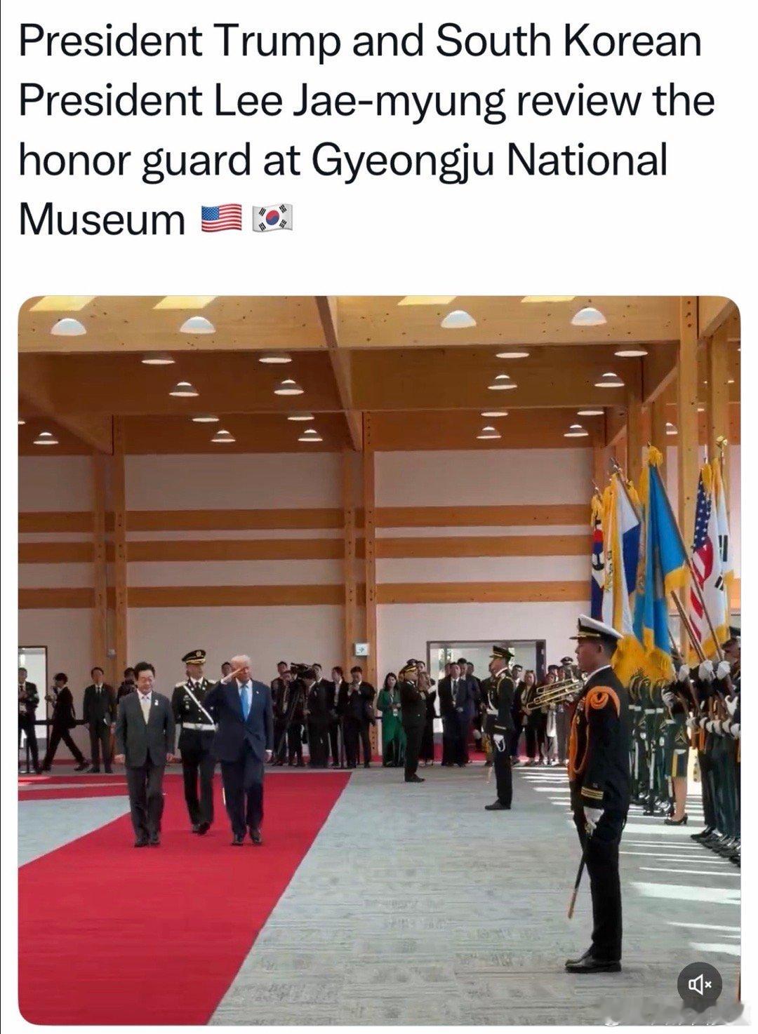 Trump抵达韩国的欢迎式：仪仗队、民族服装、最高荣誉勋章…都会了 ​​​