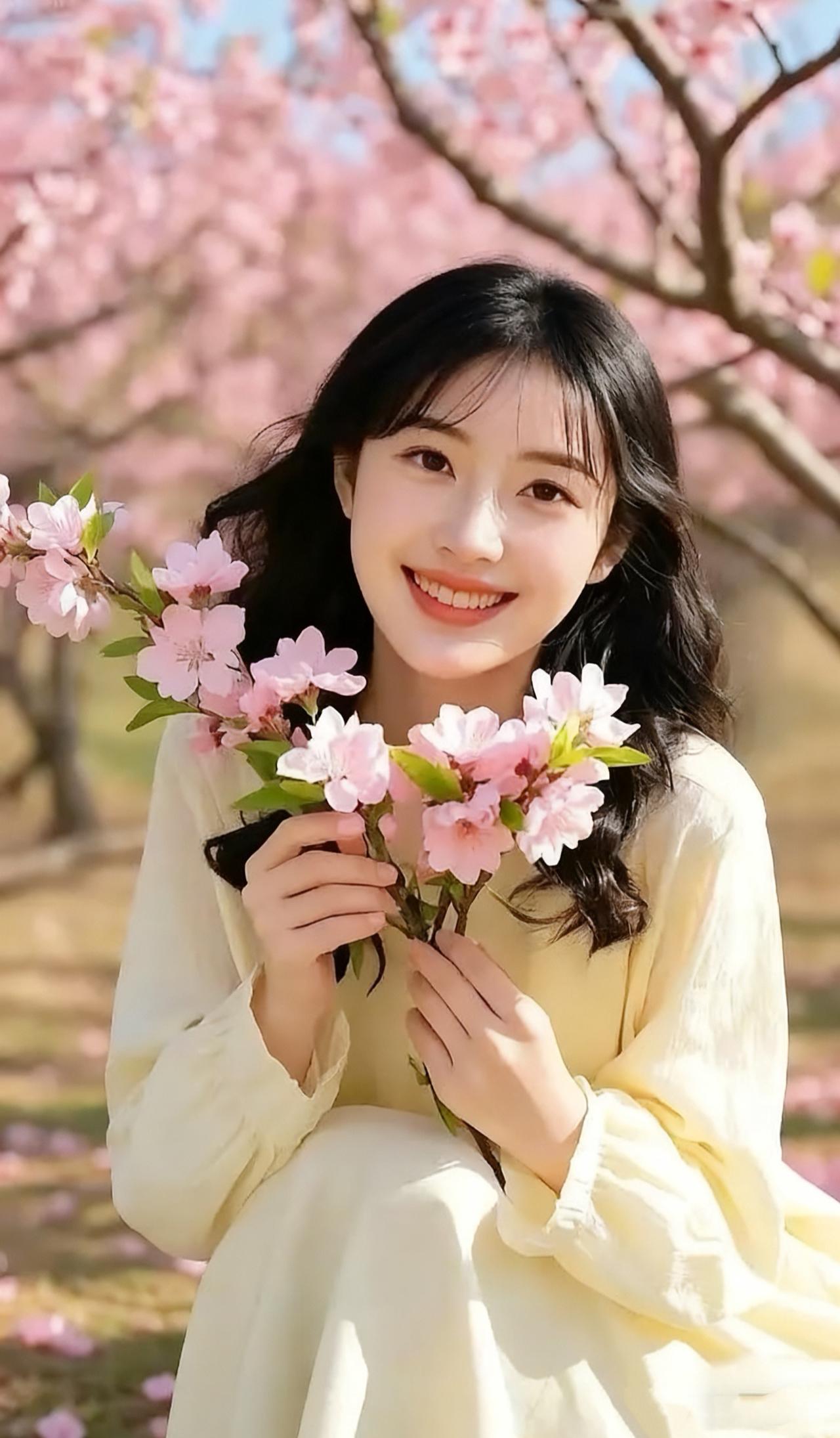 江城子•晴园赏早樱
晴光破暝满芳园，
樱初妍，
粉云连。
柔瓣凝香，
风拂鬓边绵