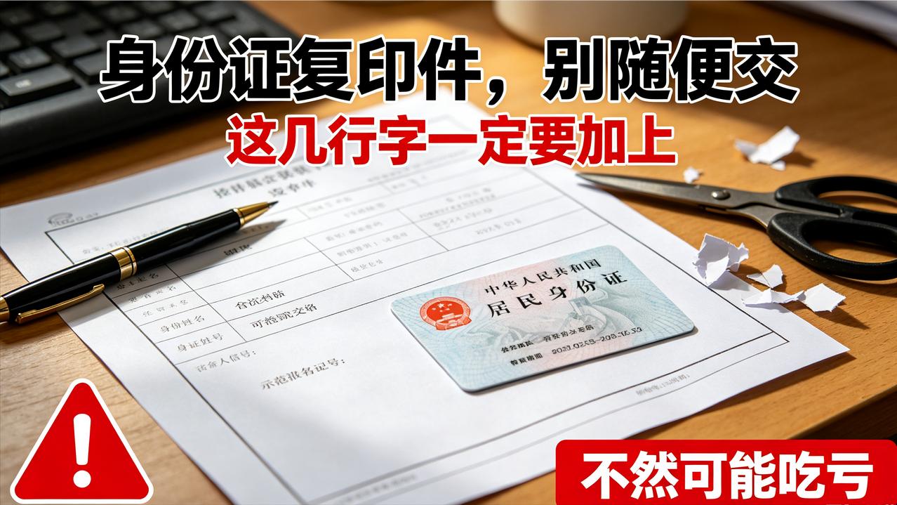 身份证复印件随便给别人？一定要加上这几行字，不然可能吃大亏
不管是入职上班、租房