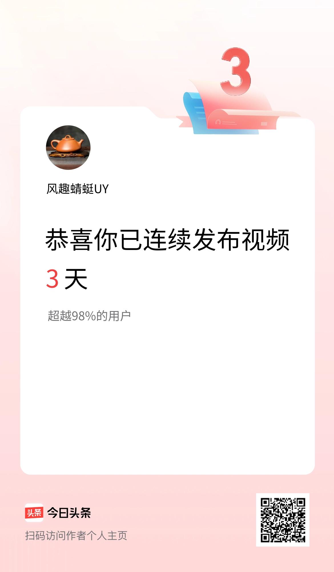 我在头条连续视频投稿3天